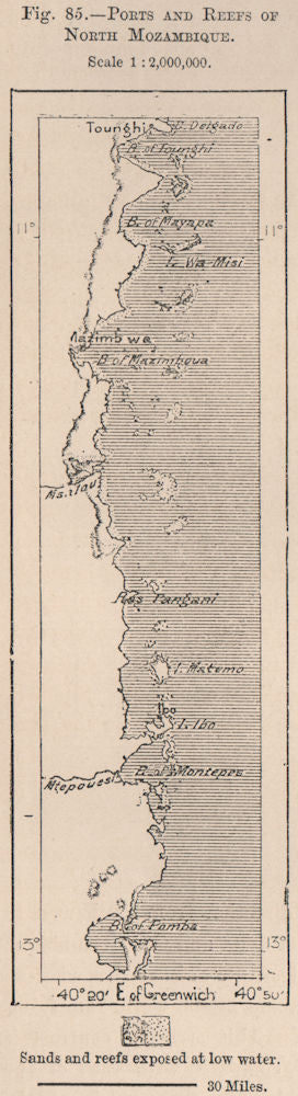 Ports and Reefs of North Mozambique 1885 old antique vintage map plan chart